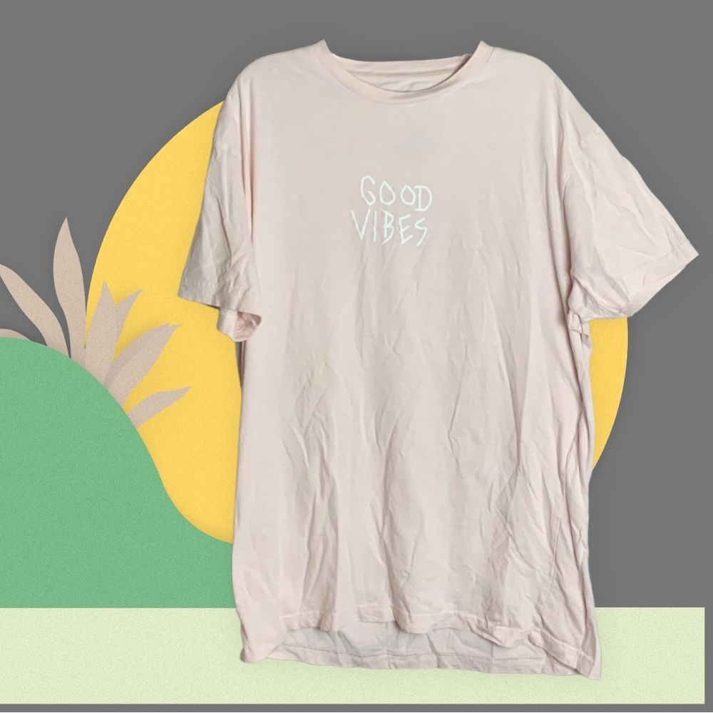 SCW Pink w White Good Vibes TShirt Men Large